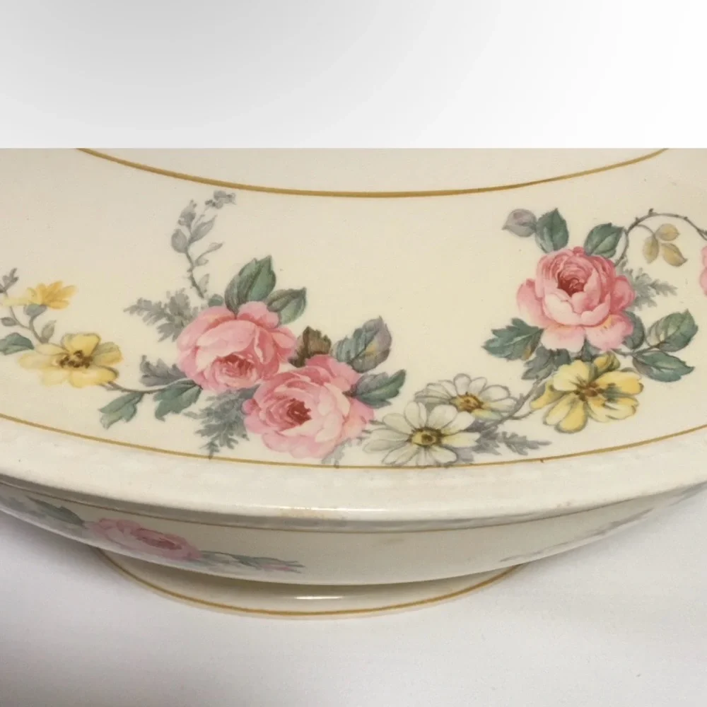 VTG 1944 Homer Laughlin Heather Rose Eggshell Georgian Covered Serving Dish